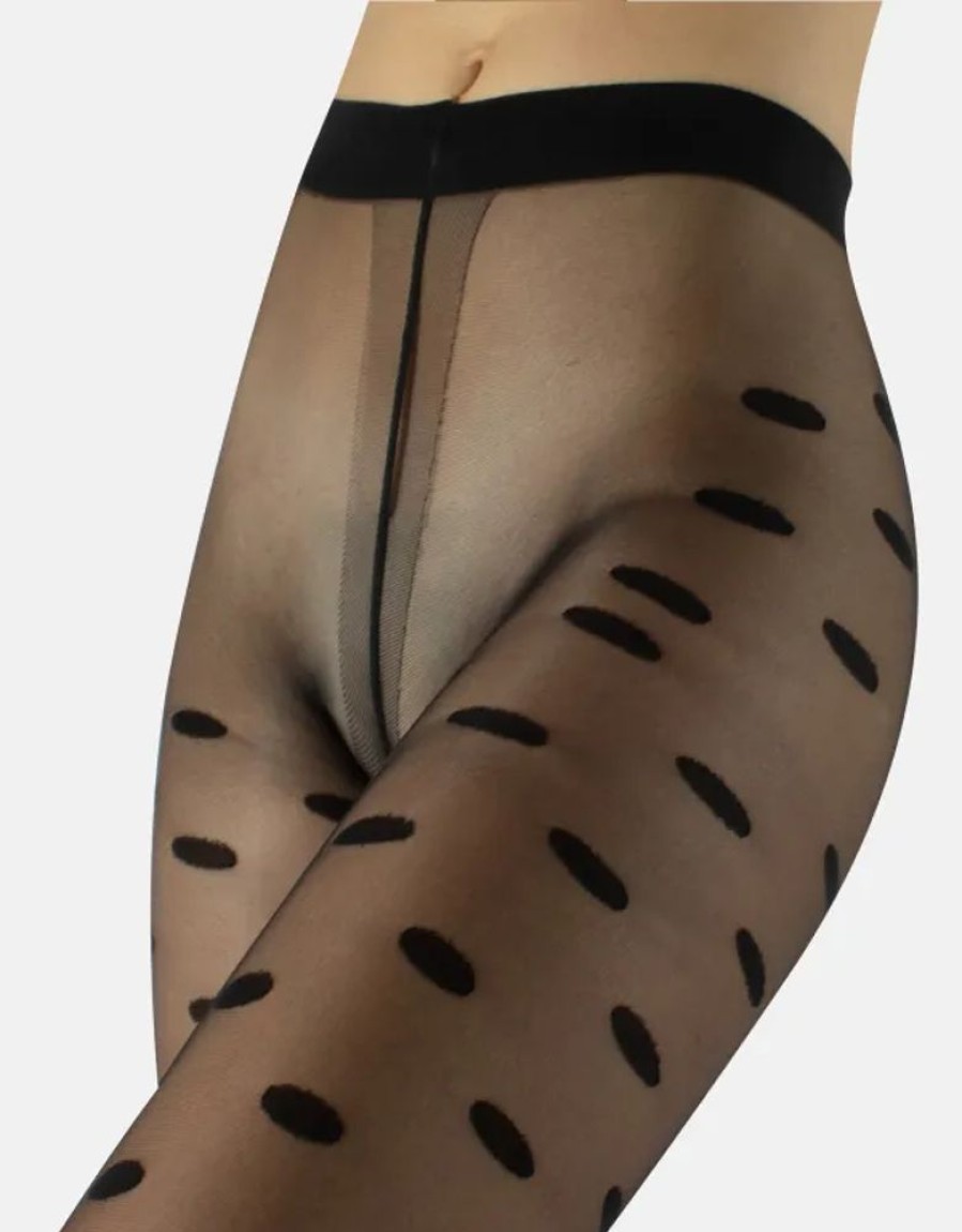 Donna Calzitaly | Collant Velato Con Pois Grandi - 20 Den - Calzitaly Nero