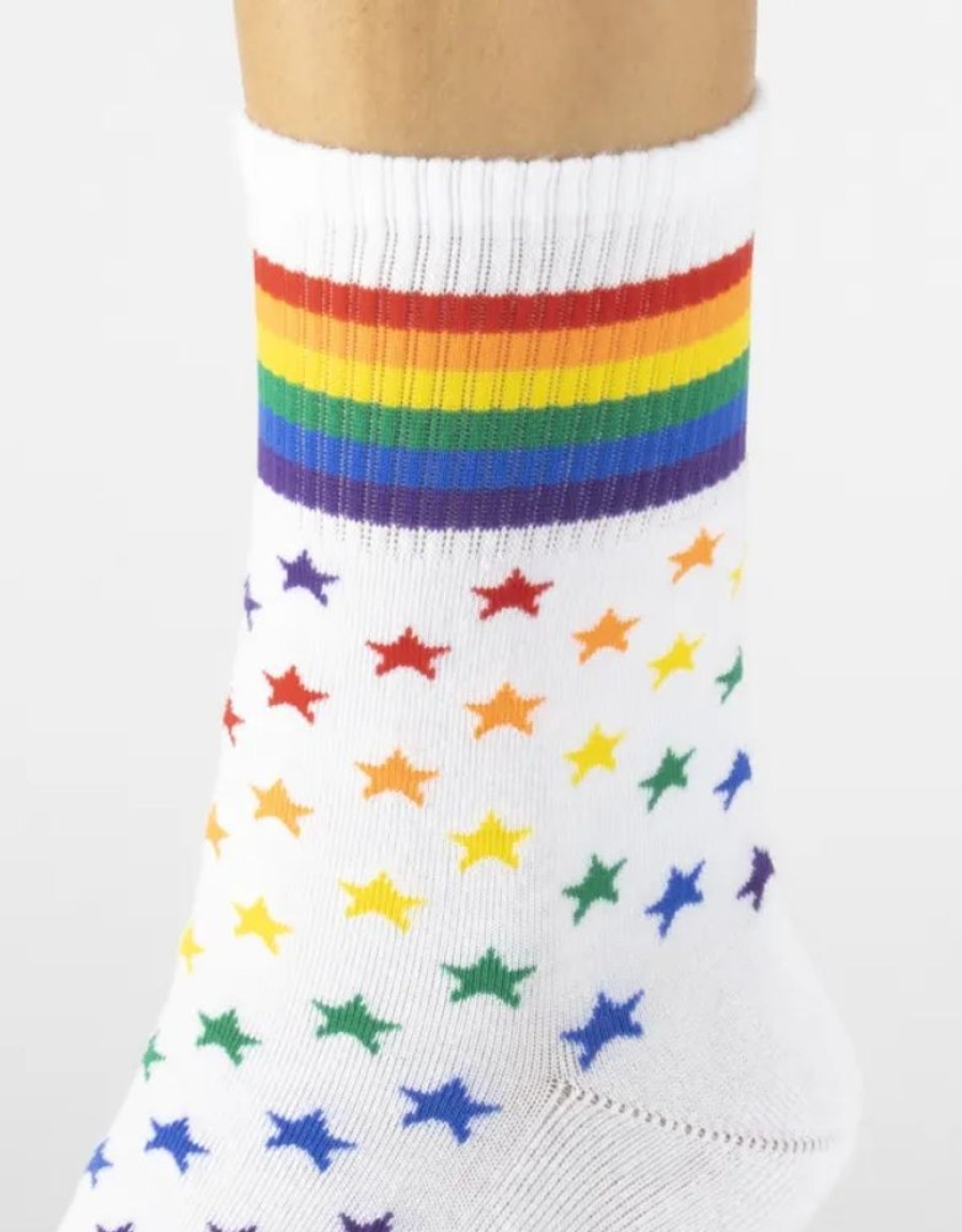 Uomo Calzitaly | Calzini Arcobaleno Con Stelle - Calzitaly Bianco