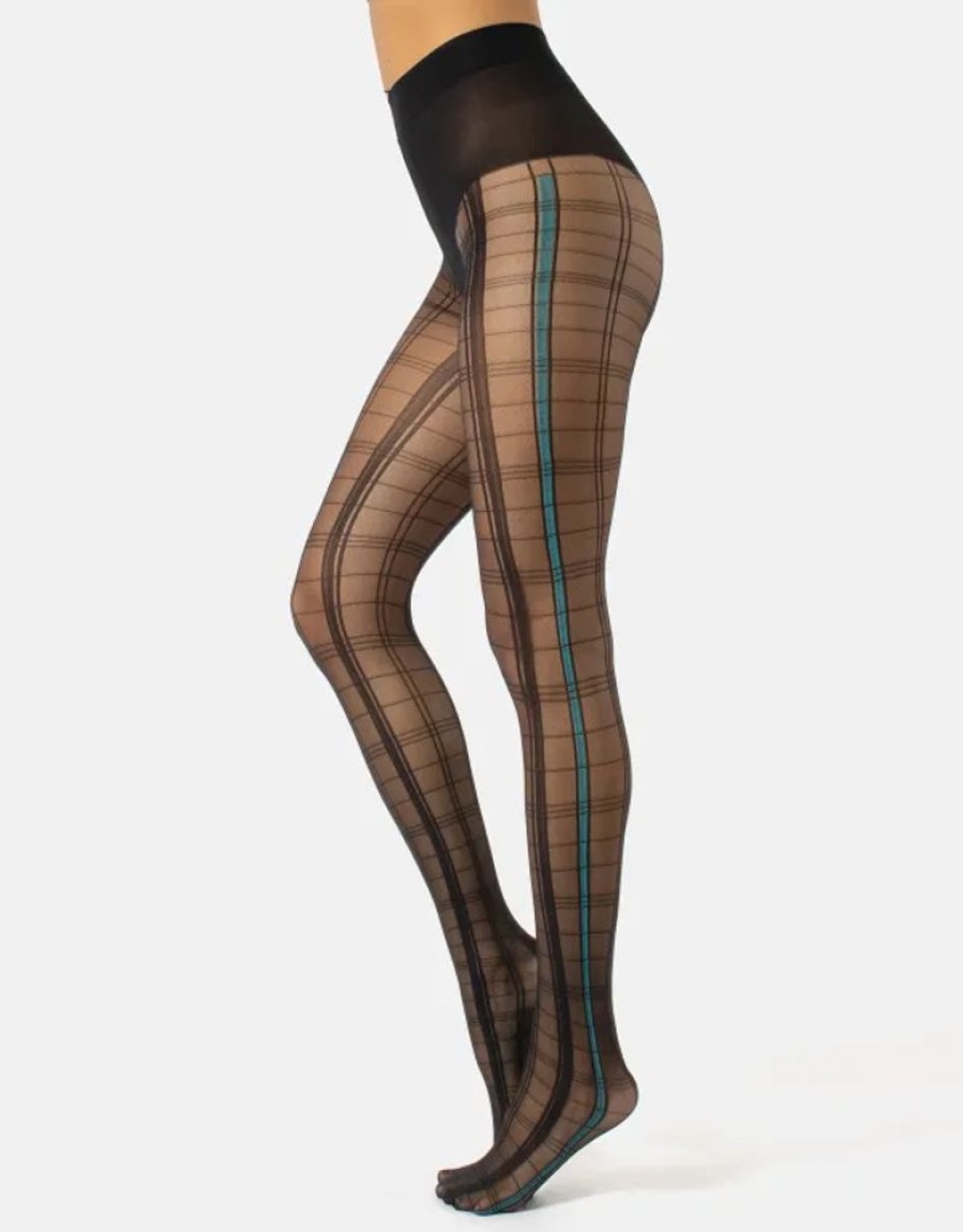 Donna Calzitaly | Collant Tartan Filato Riciclato - 20 Den - Calzitaly Nero